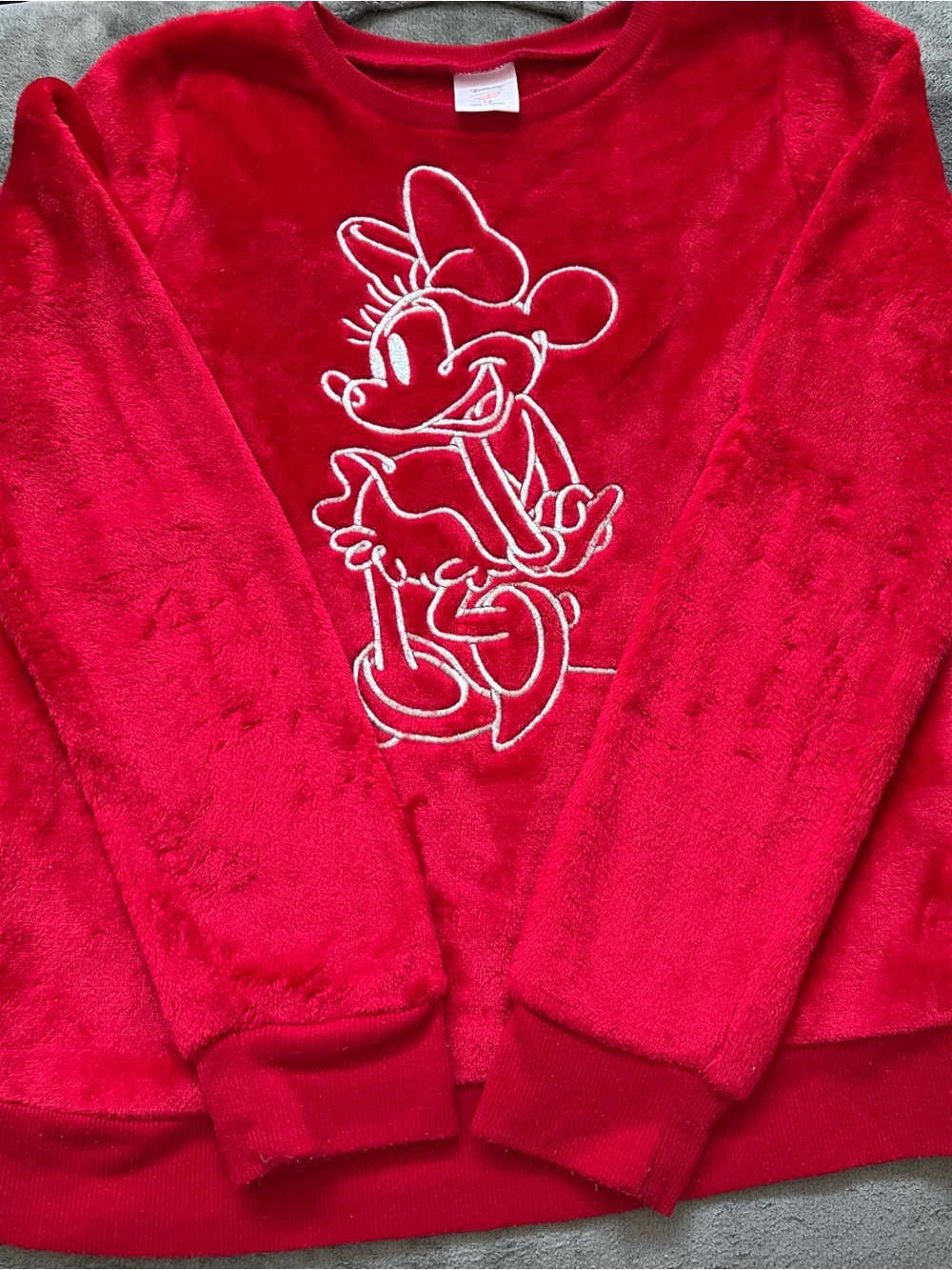 NWOT Kids Red Minnie Mouse Plush Sweatshirt Hoodie